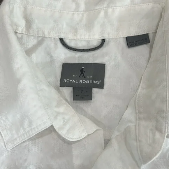 ROYAL ROBBINS short sleeve button front shirt white casual men’s L 89% Modal - Picture 2 of 11